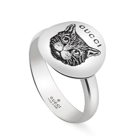 gucci garden silver feline head ring|Gucci blind for love ring.